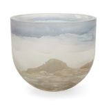 Charles Bray, 1922-2012, a glass bowl, with sand-blasted exterior, 10.5cm high, 13.5cm diameter
