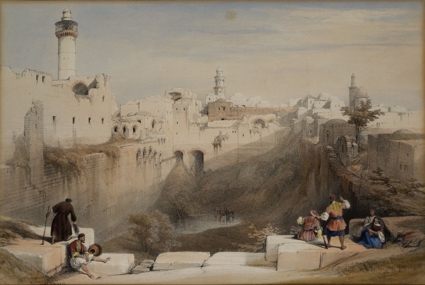 David Roberts RA RBA, British 1796-1864- Jerusalem from the South, signed David Roberts April 12th