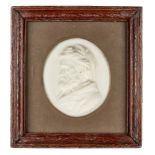 Attributed to Sir Joseph Boehm, Austrian, 1834-1890, a Victorian wax portrait relief of Thomas