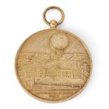 A French gilt-bronze souvenir medal of the "ascension dans le grand ballon captif a vapeur de Mr