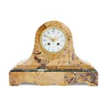 A Sienna marble mantle clock, second half 19th century, the marble case having plinth base with