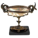 A French 'Japonisme' gilt and patinated bronze mounted mother-of-pearl tazza, late 19th century, the