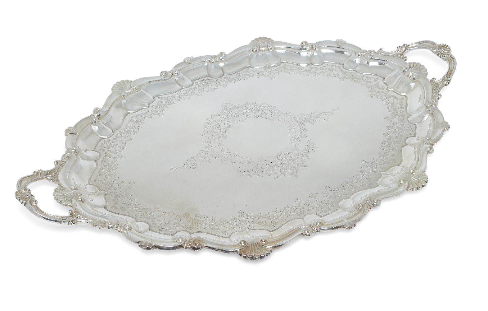 A late Victorian twin-handled silver tray, Sheffield, 1900, Atkin Bros, retailed by JW Benson, of