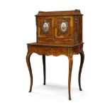 A Louis XV style Bonheur Du Jour, mid 19th century, in Kingwood and tulipwood, with marquetry