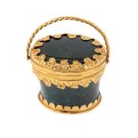 A George III gold-mounted bloodstone vinaigrette, c.1780, of oval basket form, the mounts chased