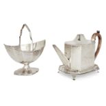 A George III silver teapot, stand and sugar bowl, London, Crispin Fuller, the teapot and stand 1792,