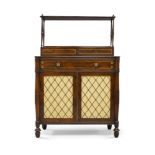 A Regency rosewood and inlaid chiffonier, circa 1820, the top with a superstructure with a gilt-