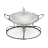 A George III silver chafing dish and cover, complete with stand and burner, all London, 1798,