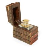 A gilt-tooled leather novelty book decanter case, 20th century, the 19th century books adapted and