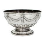 A large silver rose/punch bowl, Sheffield, 1892, Henry Stratford, the circular part-fluted bowl