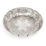 A silver strawberry dish, London, 1928, Manoah Rhodes & Sons, the fluted sides and base chased