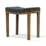 A 1953 Elizabeth coronation limed oak stool, original velvet upholstery, frame stamped 'West Wycombe