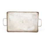 A small George III silver tray, London 1791, maker's mark rubbed, of plain, rectangular form with