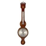 A George III mahogany and inlaid banjo barometer, by C. Gerletti, Glasgow, early 19th century, the