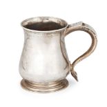 A George II silver mug, London, 1748, Richard Bayley, the half pint baluster body raised on a