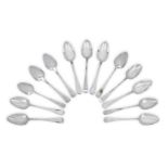 A set of six George III Old English pattern silver table spoons, London, 1814, Solomon Hougham,