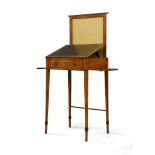 A George III satin birch and mahogany inlaid work table, circa 1790, with raising silk lined screen,