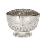 An Edwardian silver rose bowl, Sheffield, 1901, Hawksworth, Eyre & Co., the part-fluted sides to