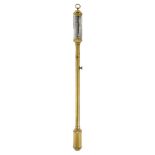 A Portuguese brass marine stick barometer, R.N. Desterro, Lisbon, in slender brass case with