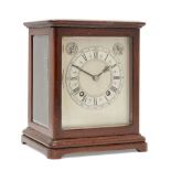 A German mahogany cased four glass mantel clock, early 20th century, the mahogany case with