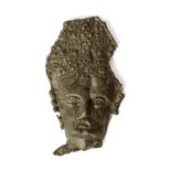 A Medieval lead-alloy pilgrim badge of St Thomas Becket, 14th-15th century, showing the bust of