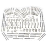 A harlequin part set of silver King's pattern flatware for twelve, various dates and makers,