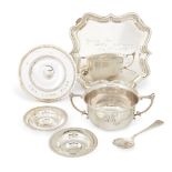 A George V silver porringer with acorn and foliate scroll handles, Chester, 1931, John Collard