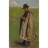 German School, late 19th / early 20th century- A man standing in a field on a summer's day,