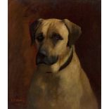 Emily Mary Merrick, British 1843-1921- Portrait of a dog; oil on canvas, signed and dated 'E.M.