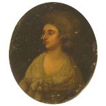 British School, late 18th century- Portrait of a lady quarter length turned to the left; oil on