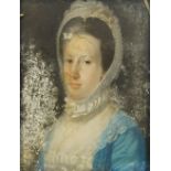 French School, 18th century- Portrait of a lady, quarter-length turned to the left in a blue dress