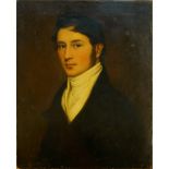 British School, early 19th century- Portrait of a gentleman, quarter-length turned to the left in