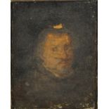 European School, 18th century- Portrait of a man, head study turned to the right; oil on canvas,