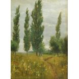 European School, late-19th/early-20th century- A path through fields; oil on canvas, signed