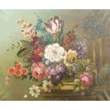 E. Vanderman, Dutch, early/mid-20th century- Floral still life; oil on canvas, signed lower right,