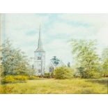 Clifford Rhodes, British school, mid/late-20th century- St Nicholas Church, Chislehurst; oil on