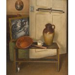 J. W. Halford, British, early-mid 19th century- Still life of a stoneware jug, a tankard and a