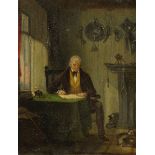 British School, early/mid-19th century- Portrait of a gentleman seated full-length in his study; oil