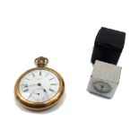 A gold plated cased pocket watch, 20th century, the white enamel dial signed J. H. TUCKER, CARLETON,