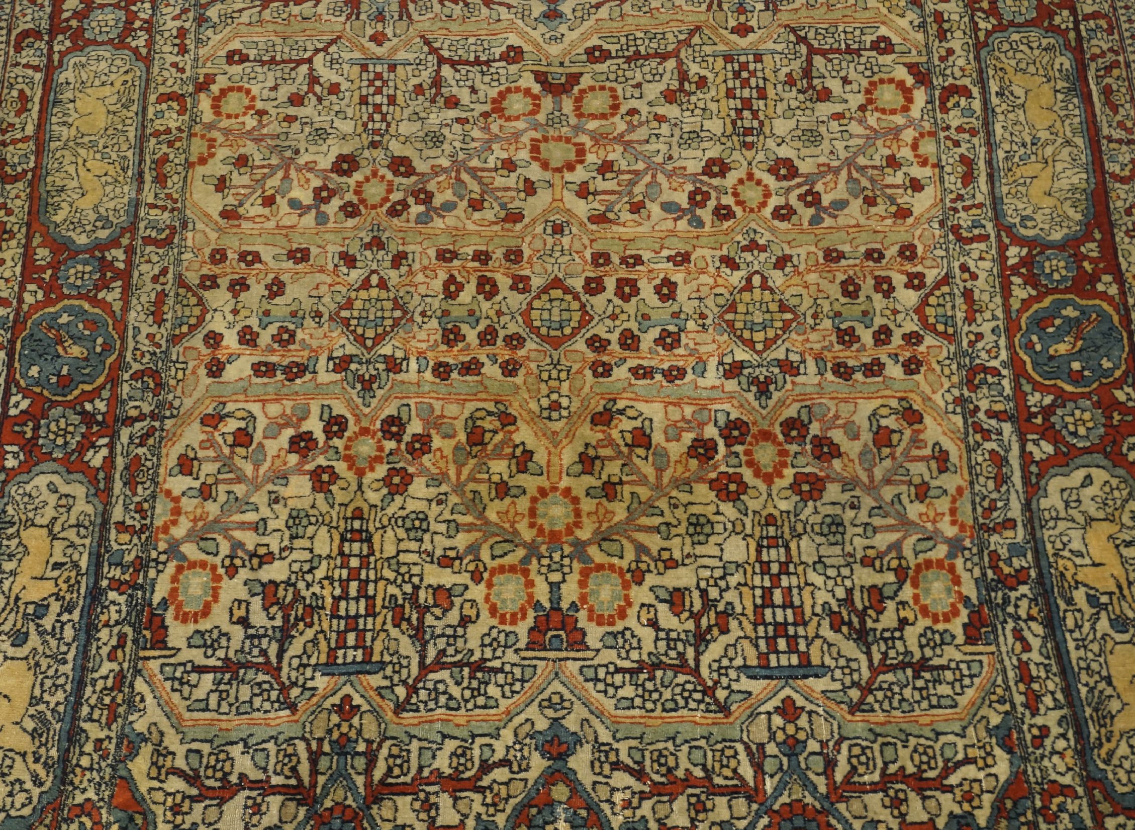 A Persian Isfahan rug, 20th century, the main field with floral registers, on ivory ground, within - Image 2 of 3