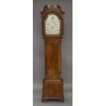 A George III oak cased long case clock, by I. Lambert, Haxey, the broken swan neck pediment with