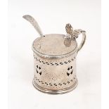 A George III silver mustard pot, London, 1781, Robert Hennell I, of circular form with pierced urn