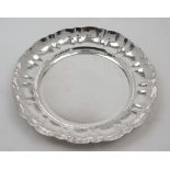 A French dish by Puiforcat, Paris, 925 standard, 1973-1982, with planished scalloped sides, dia.