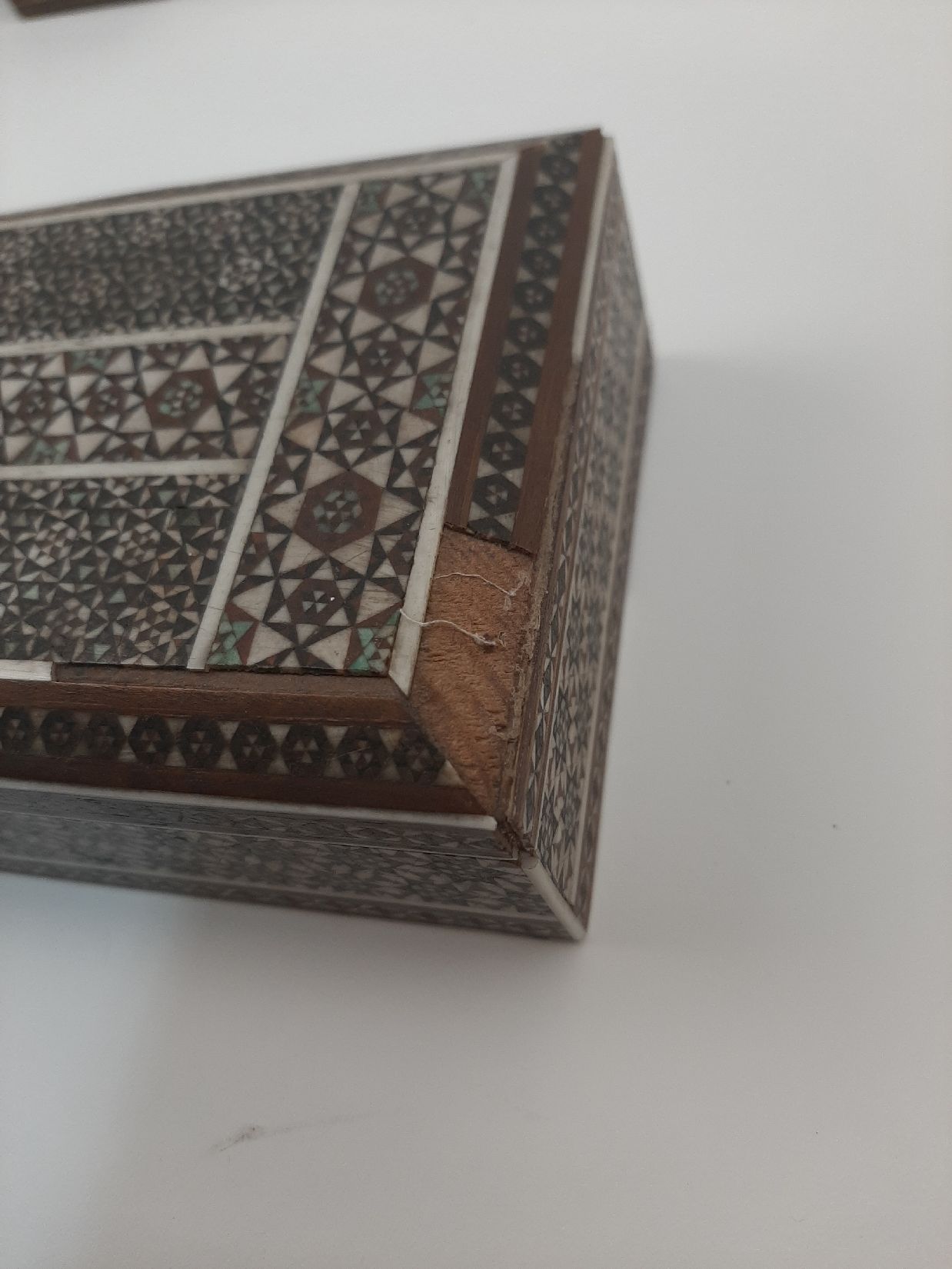 Four Persian Khatam boxes, to include: one with white metal panels with scrolling foliate decoration - Image 3 of 3