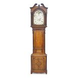 A Welsh oak longcase clock, by D. Herbert, Aberystwyth, circa 1830, the hood with broken swan neck