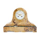 A Sienna marble mantle clock, second half 19th century, the marble case having plinth base with