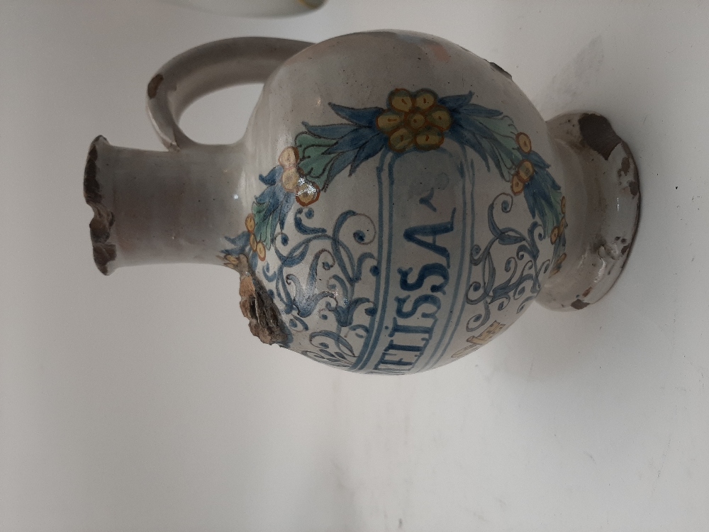 A group of Continental ceramics, to include: two Italian maiolica bulbous syrup jars, possibly - Image 11 of 11