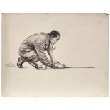 Charles Napier Ambrose, British 1876-1946- Lionel Munn; brush and black ink and wash on grey