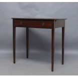 A late Victorian mahogany side table, circa 1880, with single drawer raised on tapered legs, 73cm