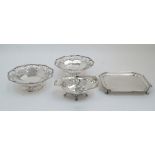 A small group of silver, comprising: a silver waiter, Sheffield, 1917, Thomas Bradbury & Sons Ltd,